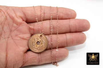 Genuine Coin Necklace, 14 K Rose Gold Filled Dainty Chain with Elephant Medallion - A Girls Gems